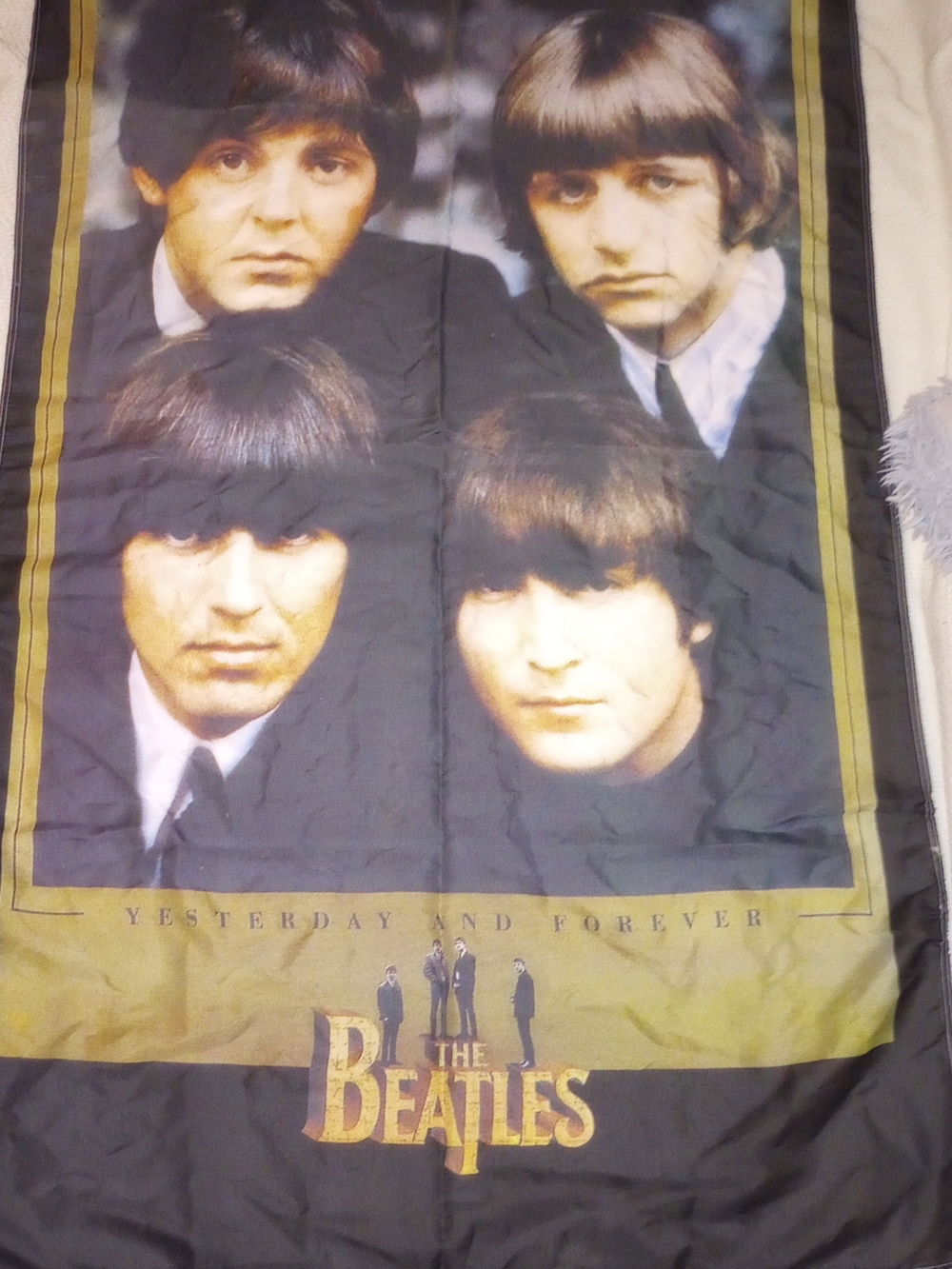 The Beatles 'Yesterday and Forever' Photo Throw Blanket - Black and Gold